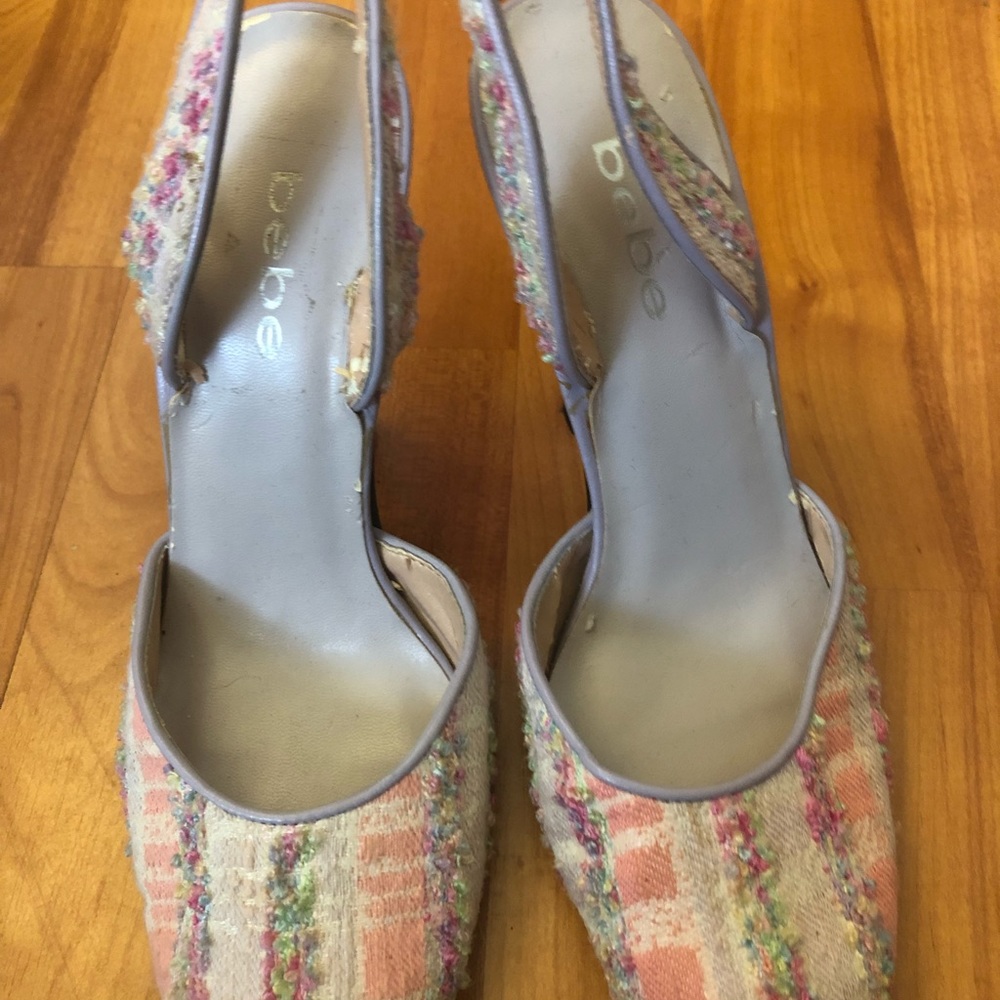 Bebe multi color textured heels